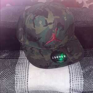 Jordan Green Camo Cap with Red Emblem